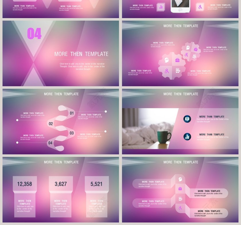 炫彩文艺IOS风PPT模板第4张