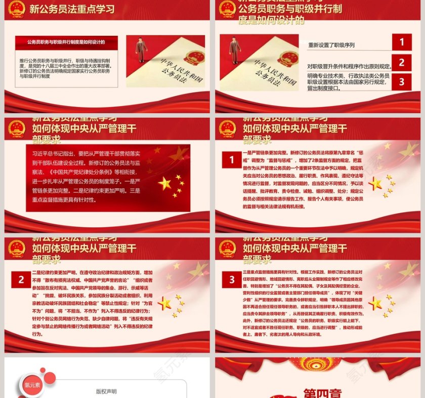 红色大气中华人民共和国公务员法学习解读PPT模板第5张