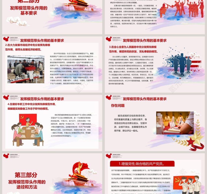 发挥共产党员先锋模范带头作用PPT模板第3张