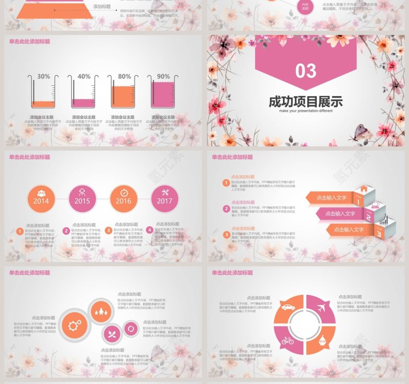 粉色简约清新述职报告PPT模板第4张