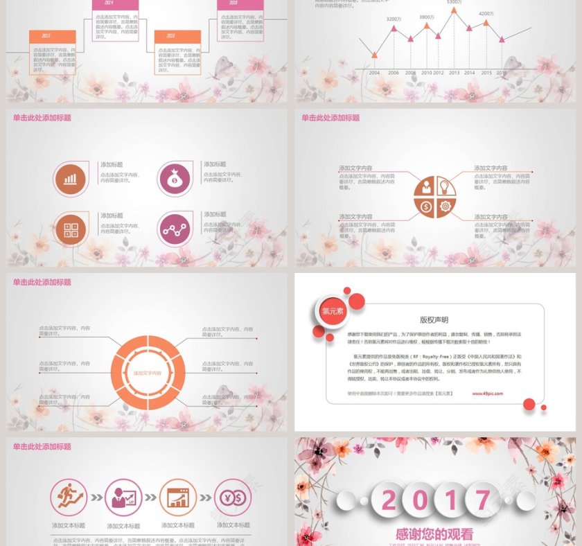 粉色简约清新述职报告PPT模板第6张