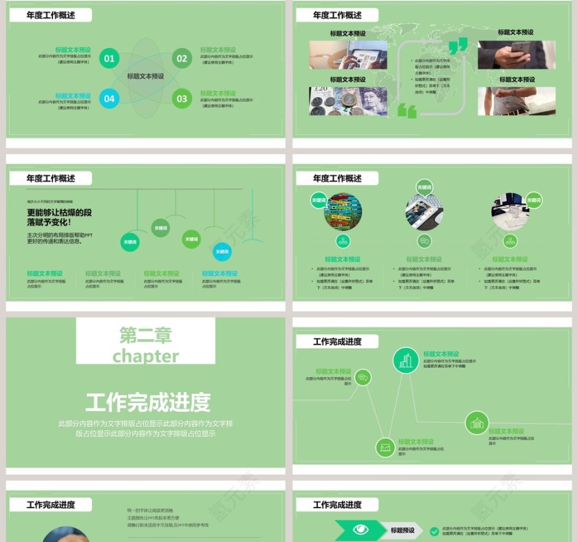 绿色简约大气工作总结ppt第2张