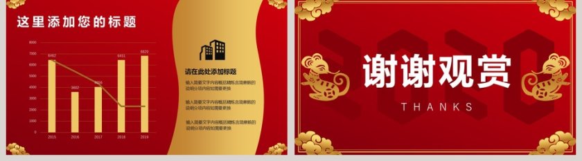 红色高端迎战鼠年公司年会PPT模板第5张