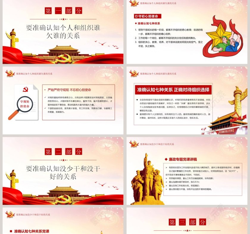 准确认知七种关系正确对待组织选择专题党课PPT模板第2张