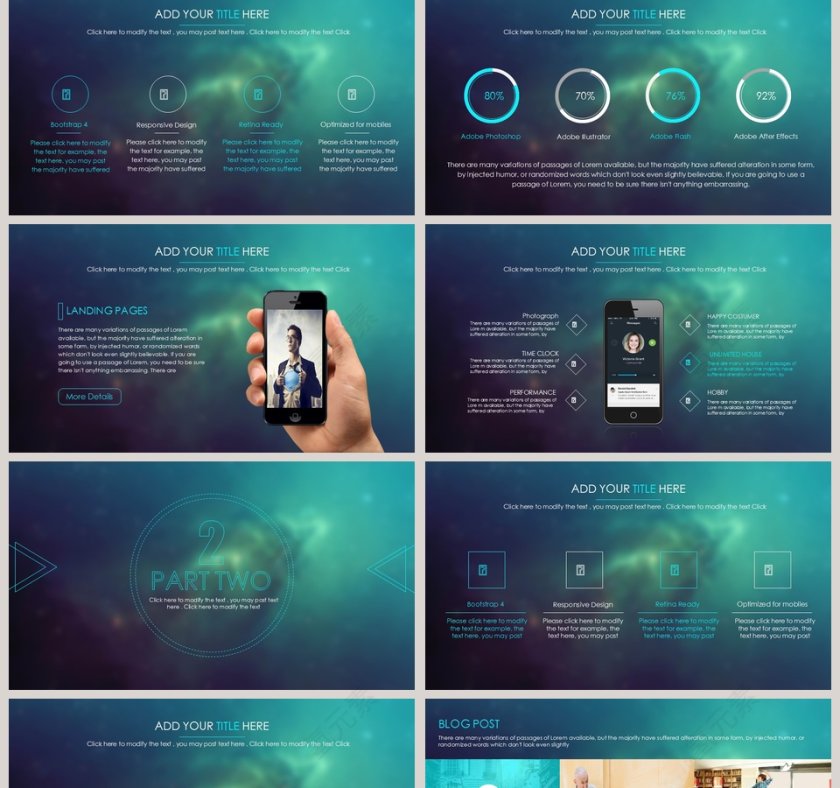 简约大气炫酷宇宙星空科技动态PPT模板第2张