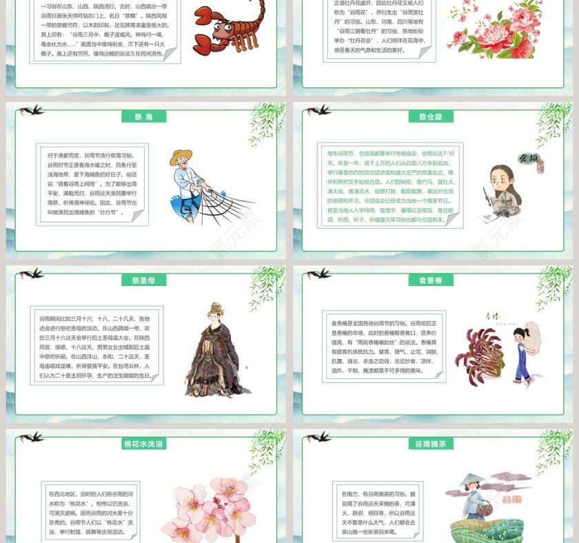 创意中国风中国传统文化二十四节气谷雨第3张