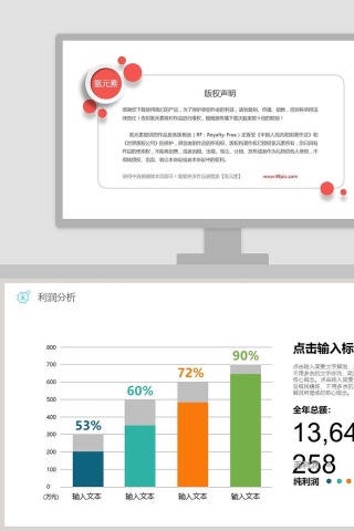 毛利净利利润分析PPT柱形图