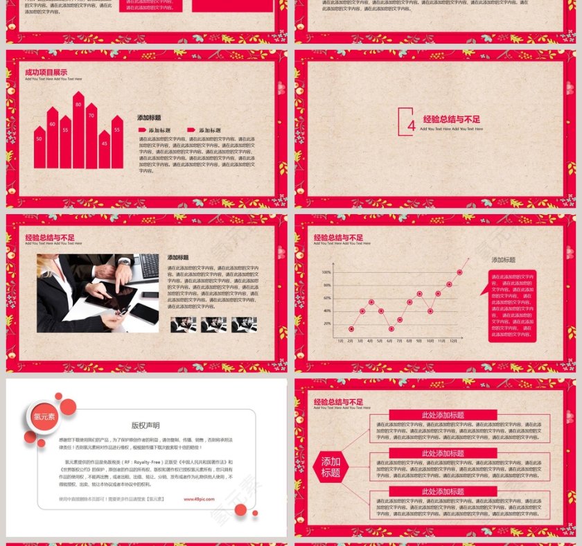 红色简约大气新年快乐年终总结模板ppt第4张
