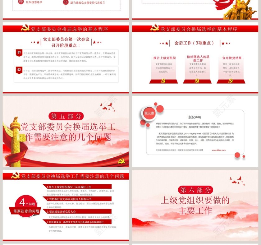 党支部换届选举工作流程PPT模板第4张