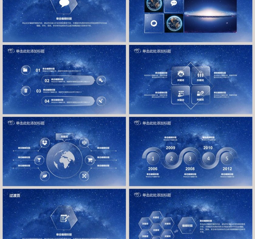 心中那片湛蓝星空工作总结PPT模板第3张