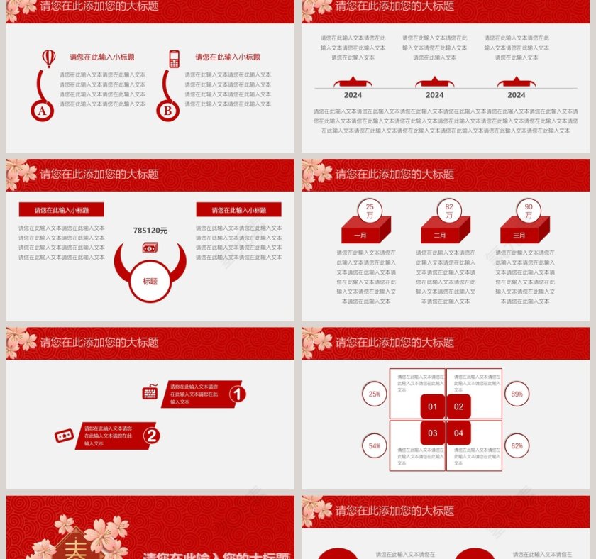 中国风喜庆新春模板ppt第2张