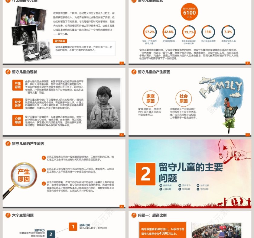 关爱留守儿童PPT模板第2张