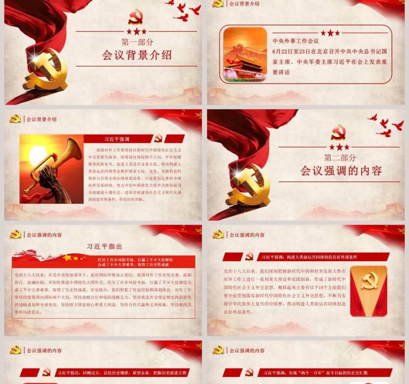 习近平中央外事工作会议重要讲话党政党建党课PPT模板第2张