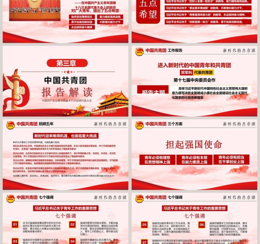 第十八次全国团代会学习解读PPT模板第3张