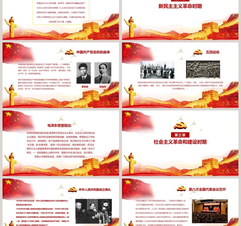 永远跟党走热烈庆祝中国共产党建党97周年党史党课PPT模板第3张