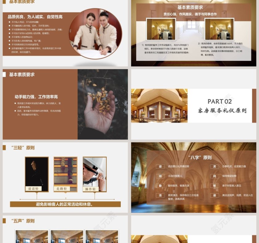 简洁实用酒店客房服务礼仪PPT模板第2张