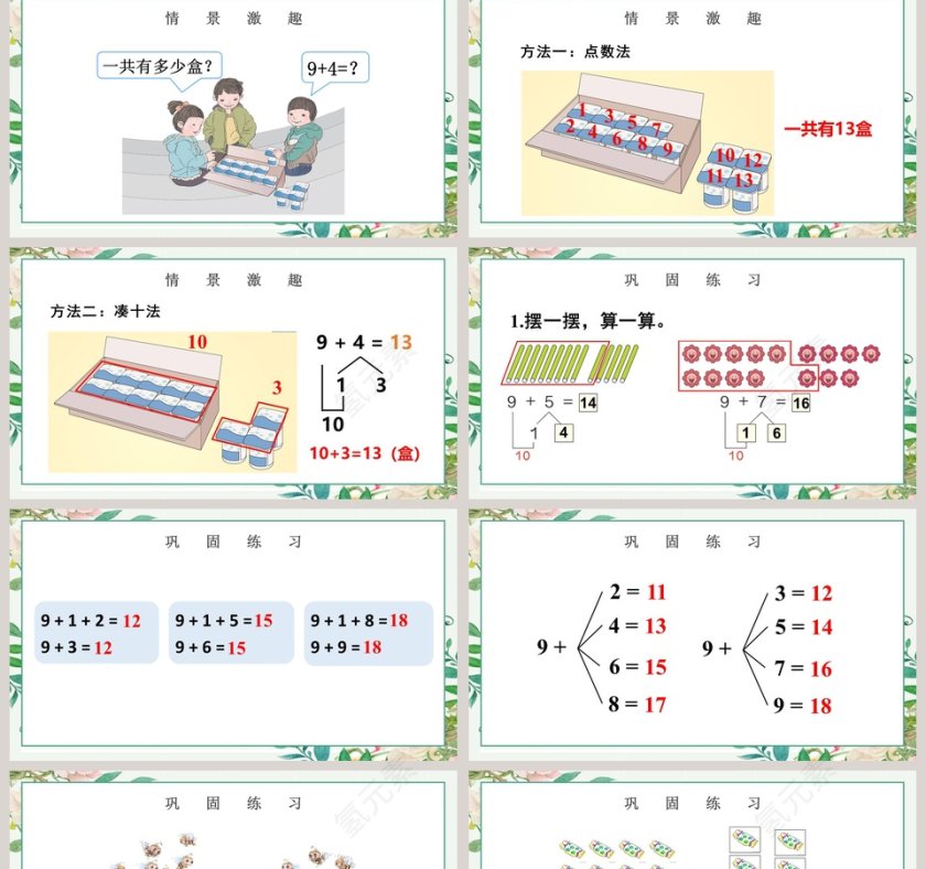一年级数学上册20以内的进位加法PPT课件第2张