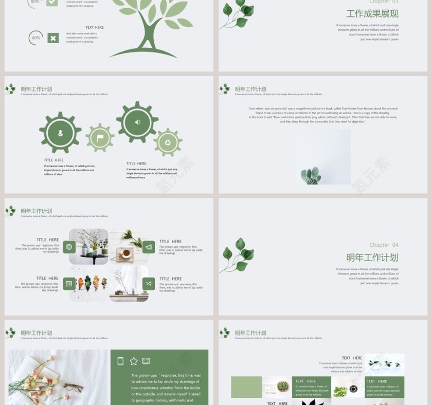 2019小清新绿植总结计划PPT模板第3张