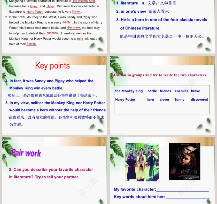 Who is your favorite character in literature-Unit 6 Topic 2教学ppt课件第3张