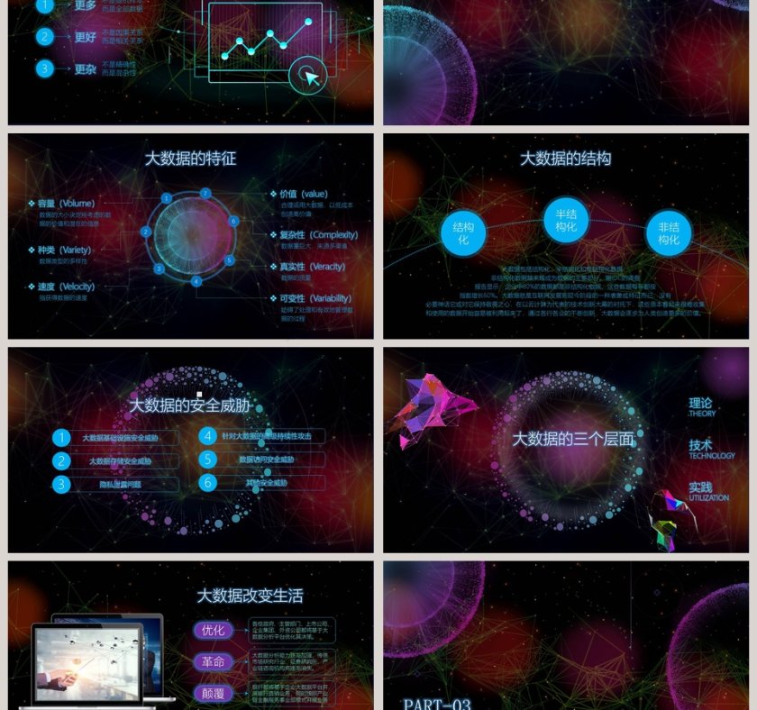 互联网大数据时代ppt模板智能科技蓝色网络技术与应用培训第3张