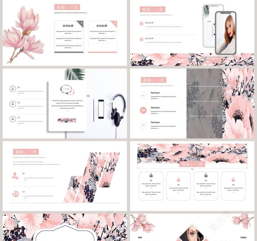 壹月你好主题工作总结PPT模板第2张