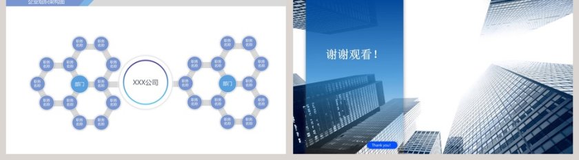 蓝色简约大气企业组织架构图第5张