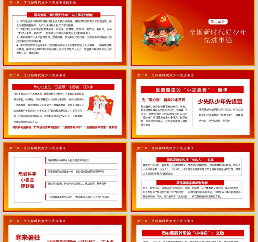 红色中国风新时代好少年PPT模板第2张