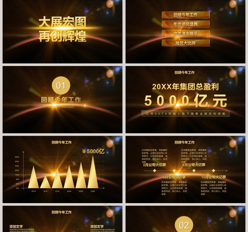 喜庆年终总结汇报年会颁奖PPT第2张