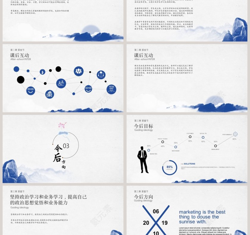 蓝色简约教师校长述职报告PPT第3张