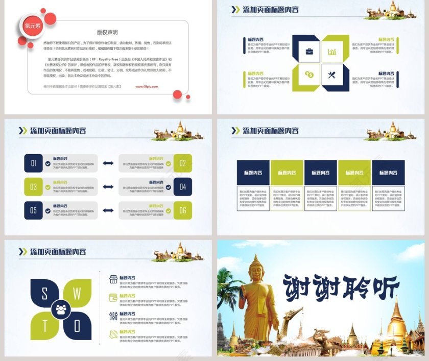 蓝色简约大气泰国旅游文化PPT第5张