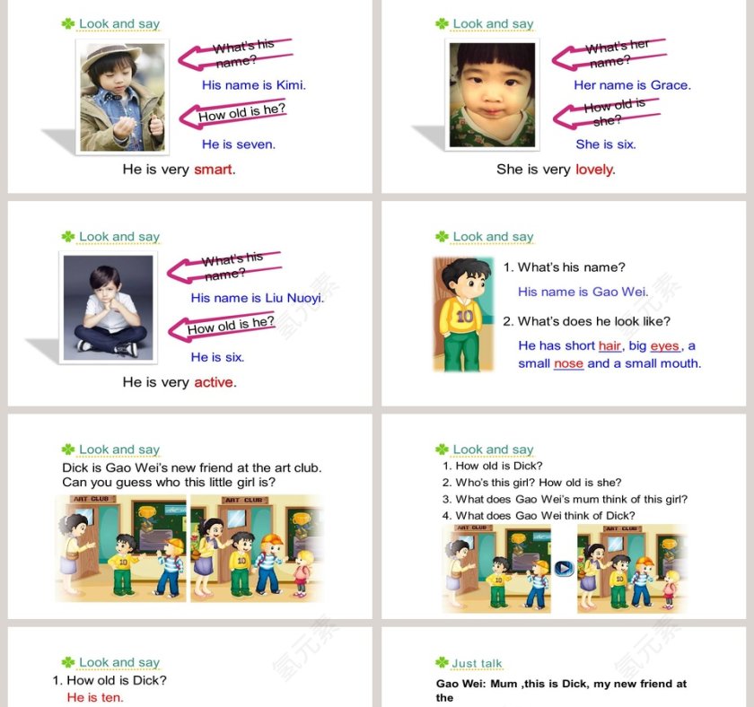 精通版五年级上册-Unit2 She looks cute教学ppt课件第2张