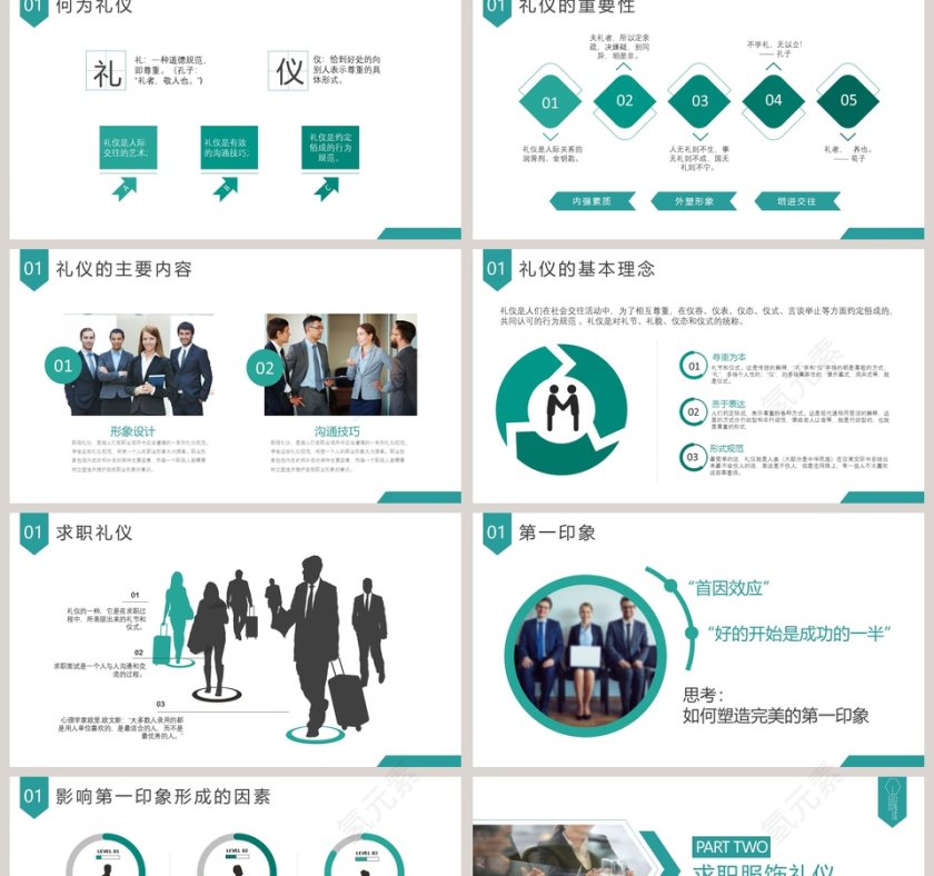 2019求职基本礼仪PPT模板第2张