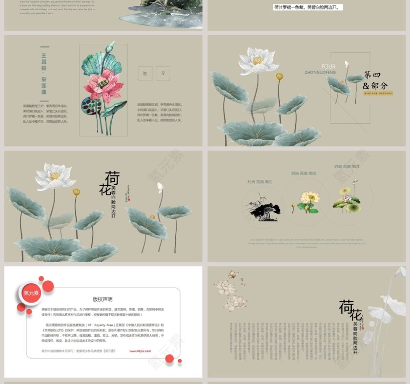 清新手绘风夏日荷花工作总结PPT第4张