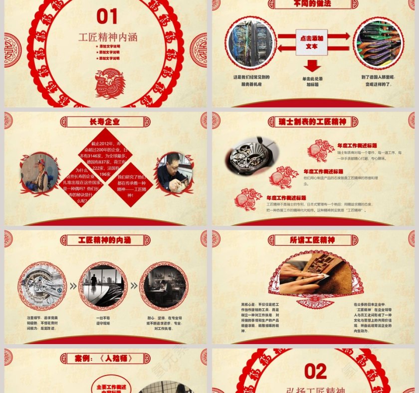 红色简约大气工匠精神PPT第2张