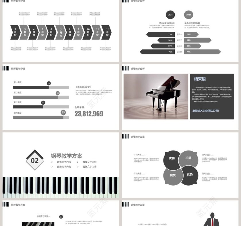 钢琴音乐教育PPT模板第2张