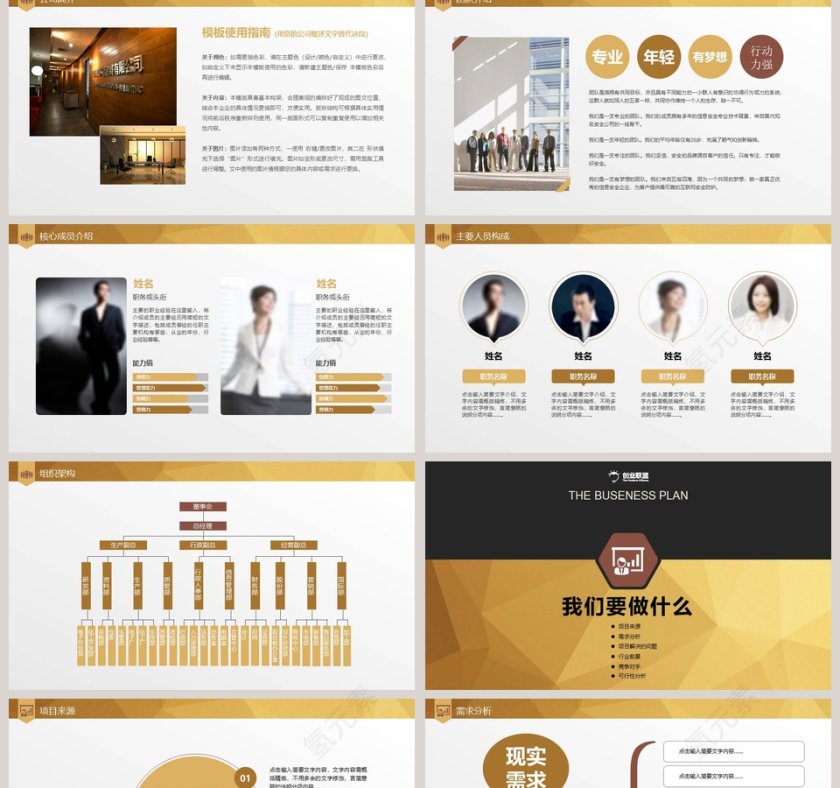 金色精美创业商业融资计划书商业计划书路演PPT模板   第2张