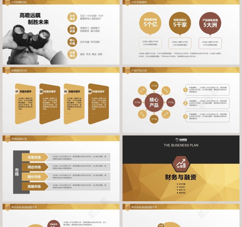 金色精美创业商业融资计划书商业计划书路演PPT模板   第5张