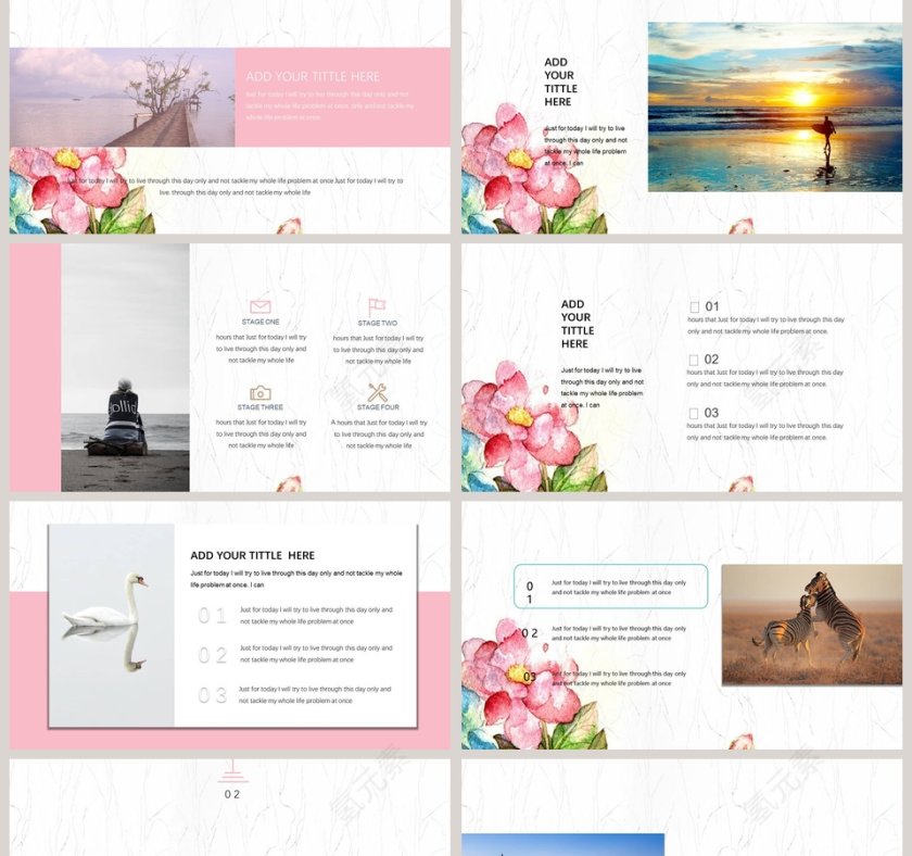 文艺清爽PPT第2张