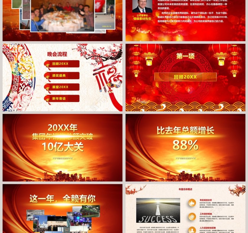 迎战2019中国风年终誓师大会PPT模板第3张