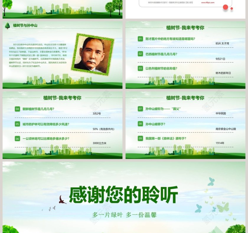 植树节多一片绿叶 多一份温馨 主题节日ppt模板第4张