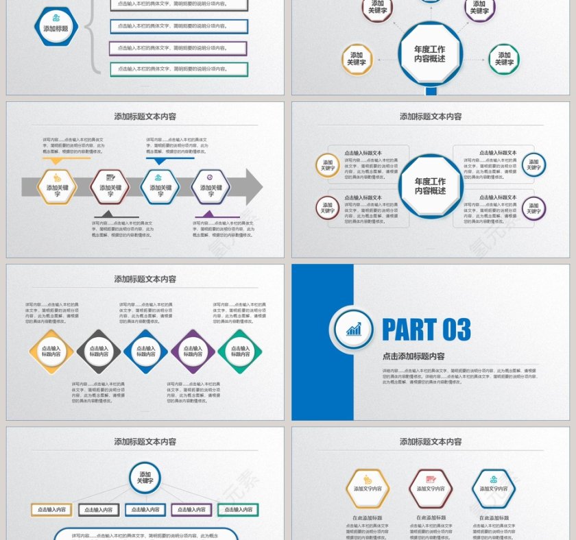 简约蓝色总结工作汇报PPT模板第3张