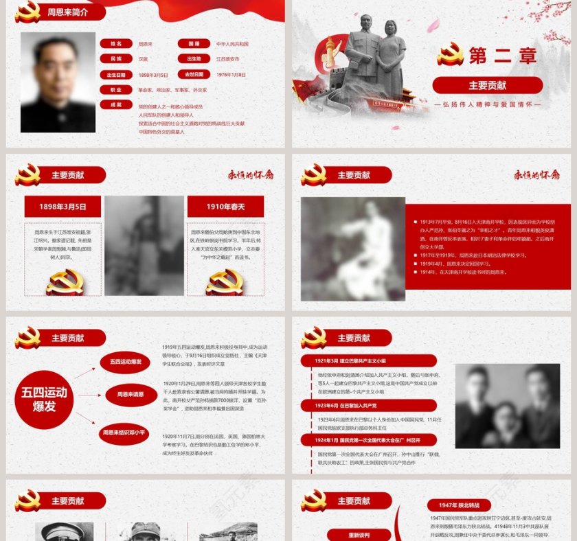 周恩来总理逝世43周年纪念PPT第2张