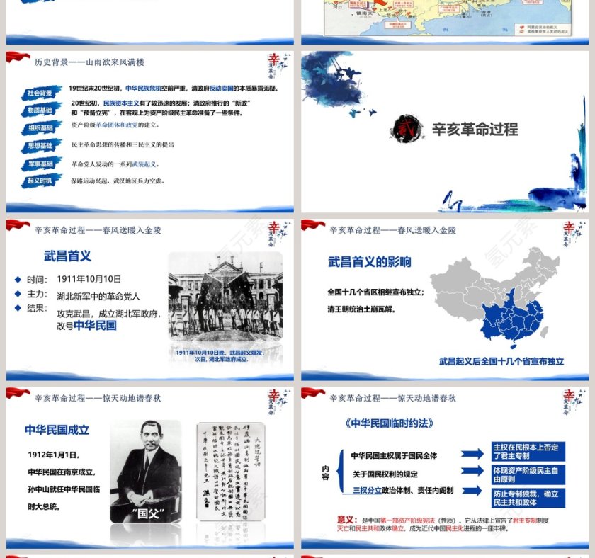简约辛亥革命教师通用说课ppt模板第4张