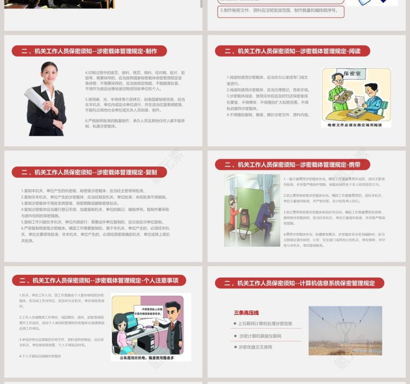 红色大气图文结合扁平风格保密警示教育PPT模板第4张