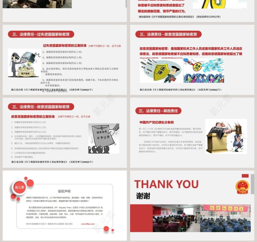 红色大气图文结合扁平风格保密警示教育PPT模板第7张