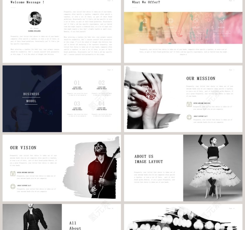  欧美经典商务时尚工作总结PPT模板  第2张