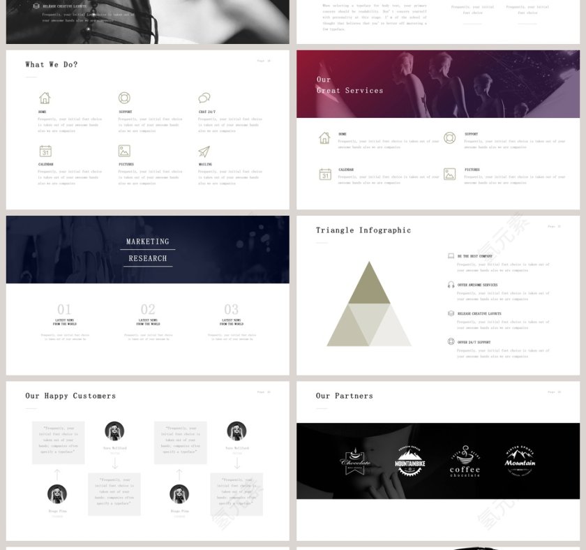  欧美经典商务时尚工作总结PPT模板  第4张