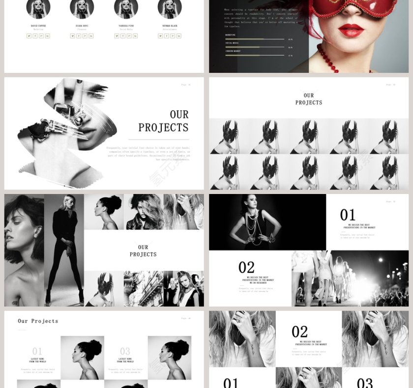  欧美经典商务时尚工作总结PPT模板  第6张