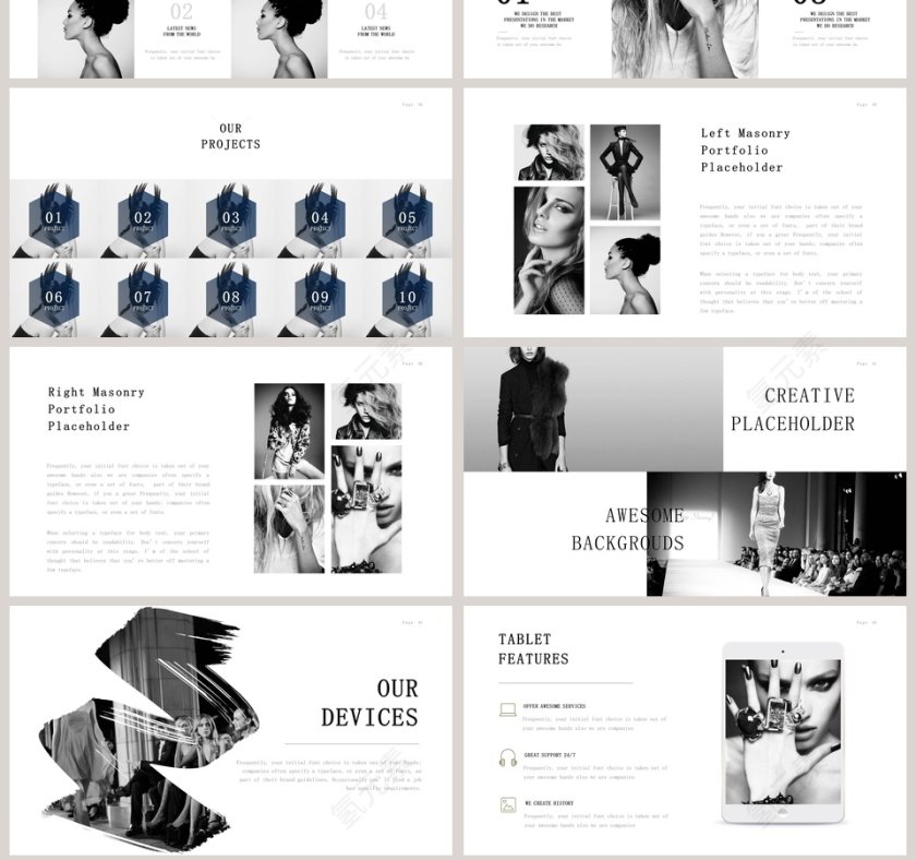  欧美经典商务时尚工作总结PPT模板  第7张