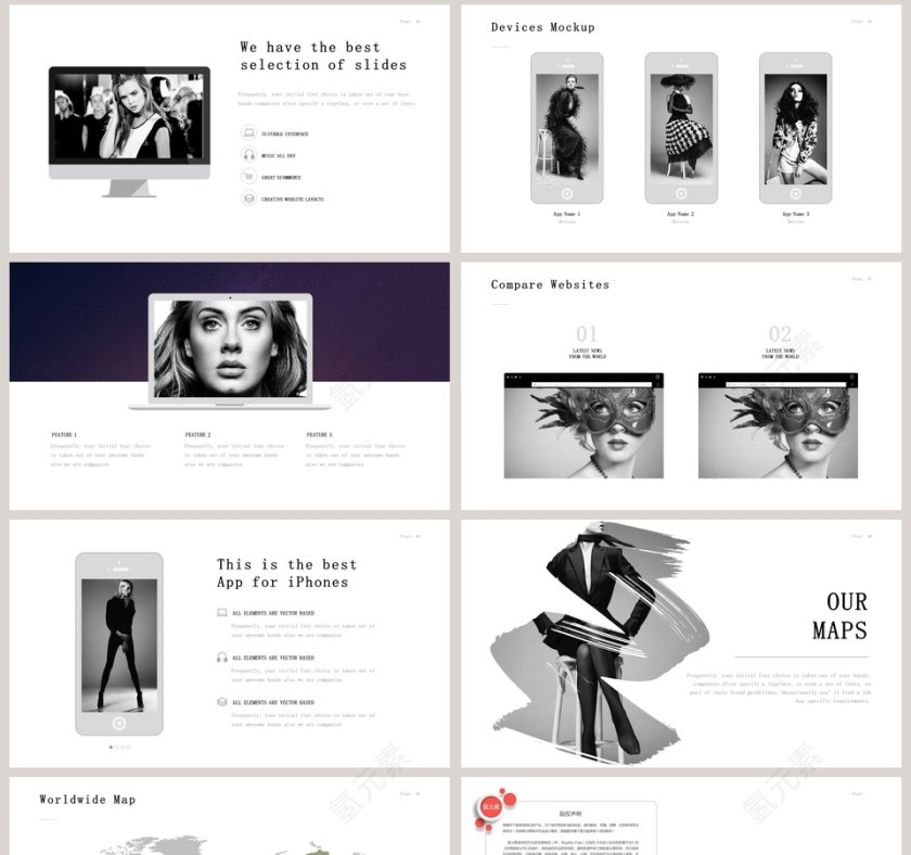  欧美经典商务时尚工作总结PPT模板  第8张